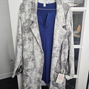 LuLaRoe Gray Patterned Open-Front Blazer